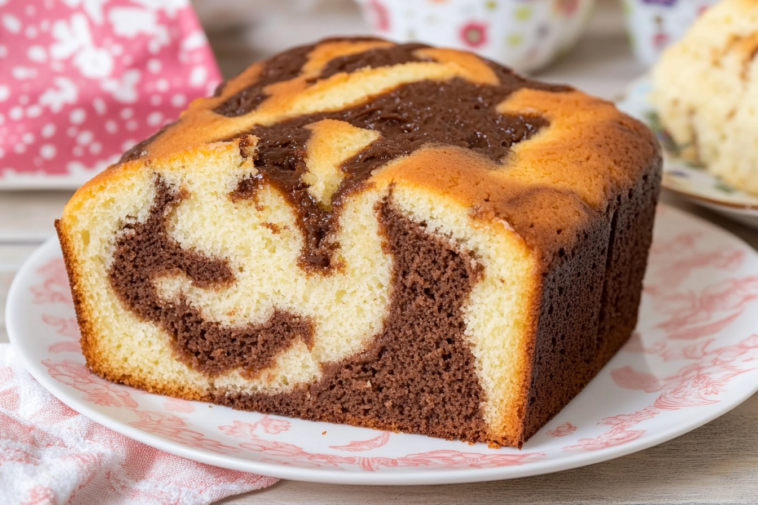 Un bizcocho marmolado es perfecto para cualquier ocasión y combina sabores de vainilla y chocolate que encantan a todos.