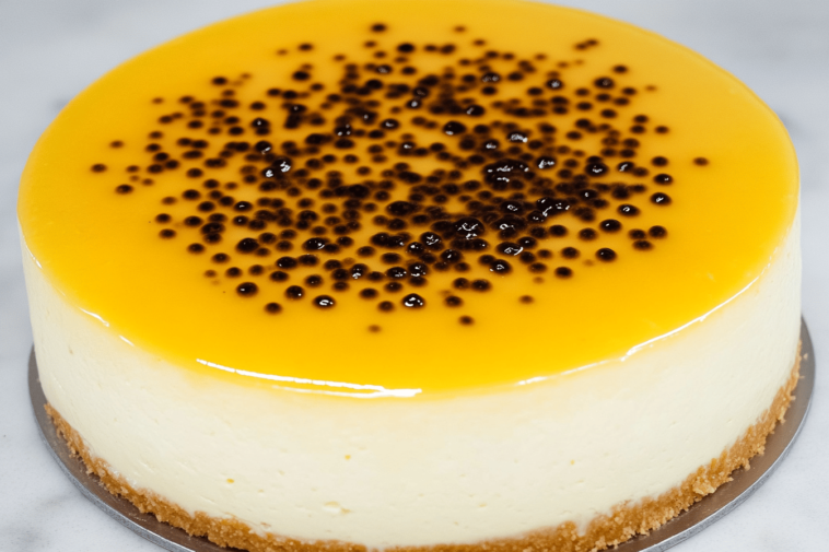 Un cheesecake cremoso y refrescante que combina lo dulce y ácido del maracuyá, perfecto para cualquier ocasión.