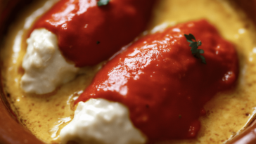 Disfruta de unos deliciosos pimientos rellenos de bacalao, perfectos para cualquier ocasión.