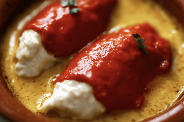 Disfruta de unos deliciosos pimientos rellenos de bacalao, perfectos para cualquier ocasión.