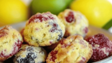 Disfruta de unos scones esponjosos con un toque de limón y frutos rojos.