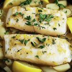 ¡Disfruta de un bacalao jugoso y fresco al horno! Perfecto para cualquier ocasión. 🐟🍋✨