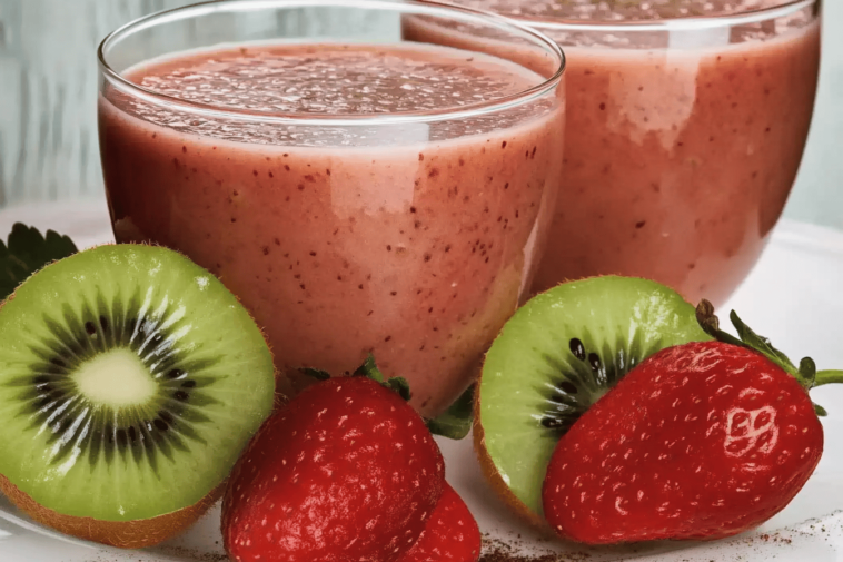 Un batido delicioso y refrescante que combina fresas y kiwis. Perfecto para cualquier momento del día. 🍓🥝