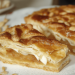 Disfruta de esta deliciosa coca de hojaldre con cabello de ángel. ¡Ideal para cualquier ocasión! 🍰✨