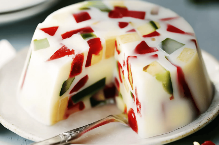 Descubre la alegría colorida de la gelatina de mosaico, un postre que encanta a todos. 🍓🍍🍇🍋