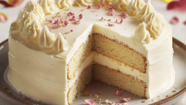 Disfruta de este delicioso pastel de buttercream de chocolate blanco, perfecto para cualquier celebración. 🎂🍫