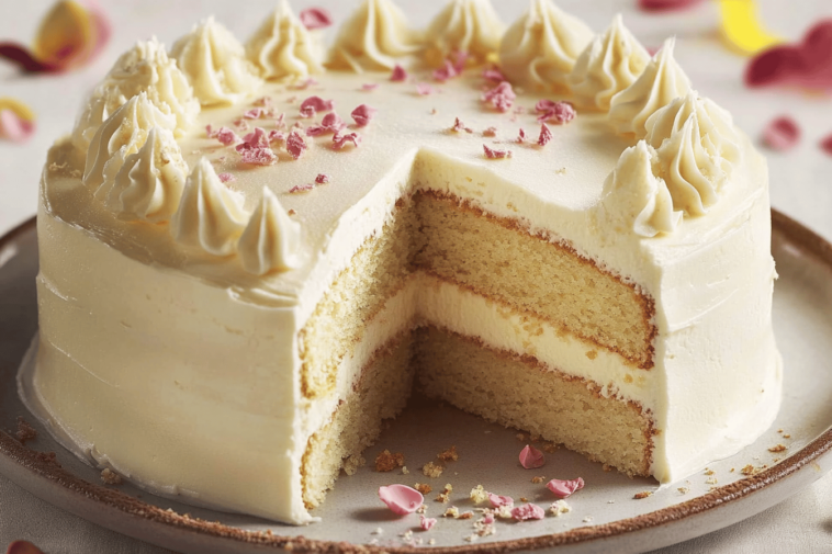 Disfruta de este delicioso pastel de buttercream de chocolate blanco, perfecto para cualquier celebración. 🎂🍫