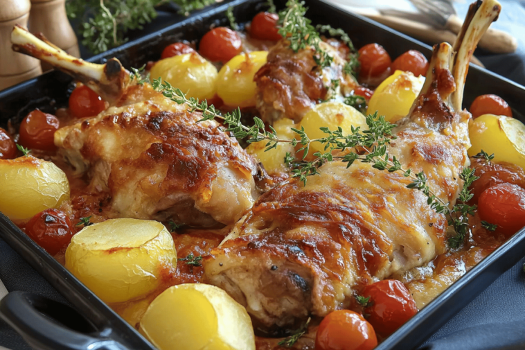 Disfruta de una deliciosa pierna de cordero al horno, perfecta para cualquier celebración. 🥳🍽️