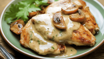 ¡Un platillo delicioso en salsa blanca que encantará a todos en casa! 🍗🍄