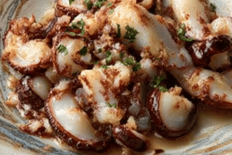 Disfruta de este delicioso pulpo al ajillo, una explosión de sabores en cada bocado. 🐙🧄✨