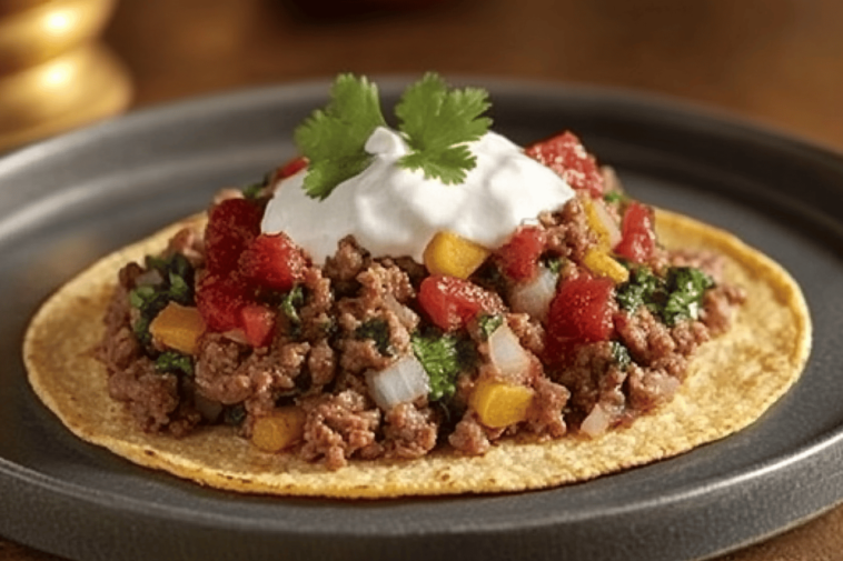 ¡Disfruta de unas deliciosas tostadas de carne con rajas que encantarán a toda la familia! 🌮❤️